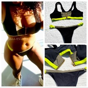 NWT Neon Sexy & Sporty Zip Top Brazilian Bikini
